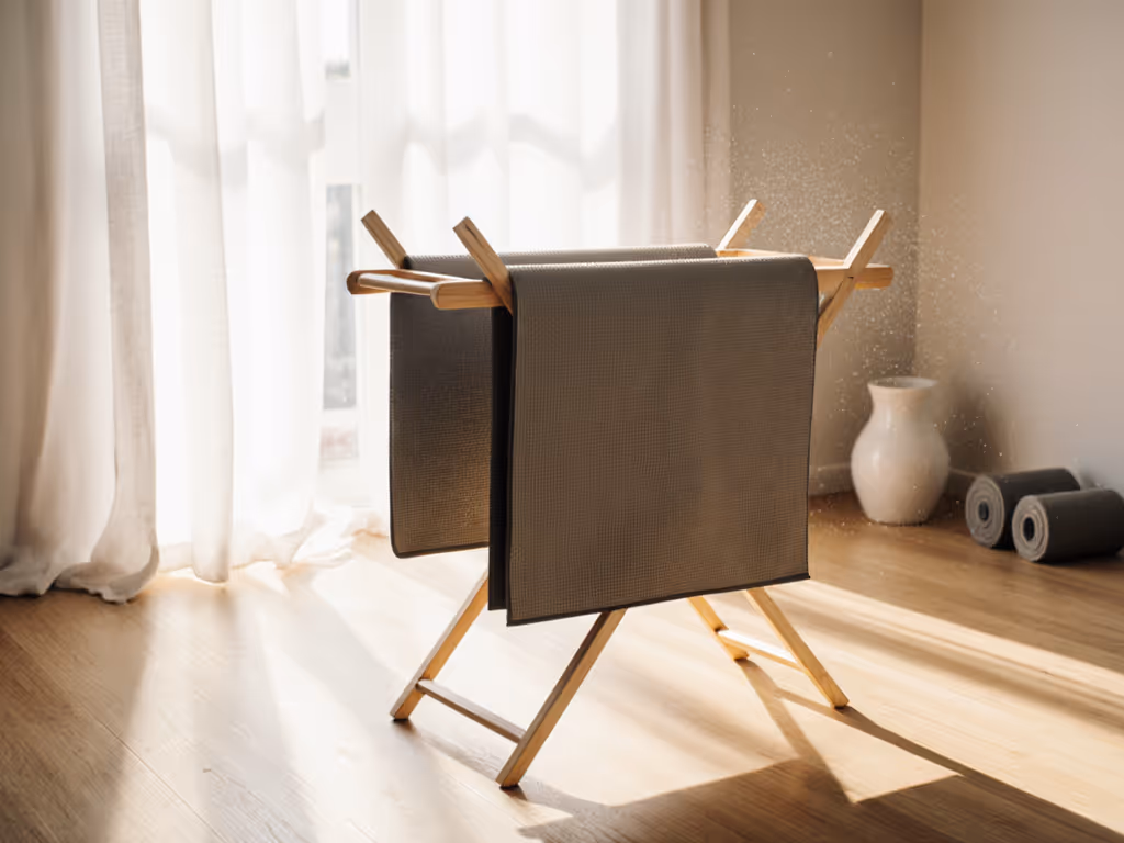 yoga_mat_drying_on_rack_near_window