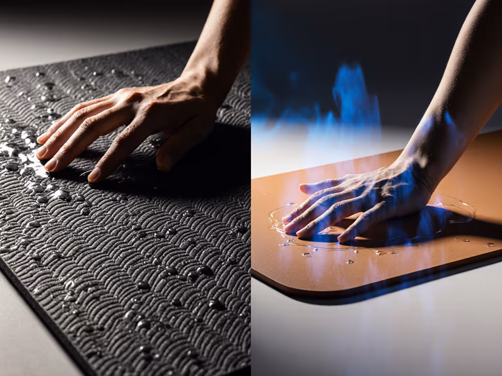 'Yoga mat grip comparison under sweat conditions'