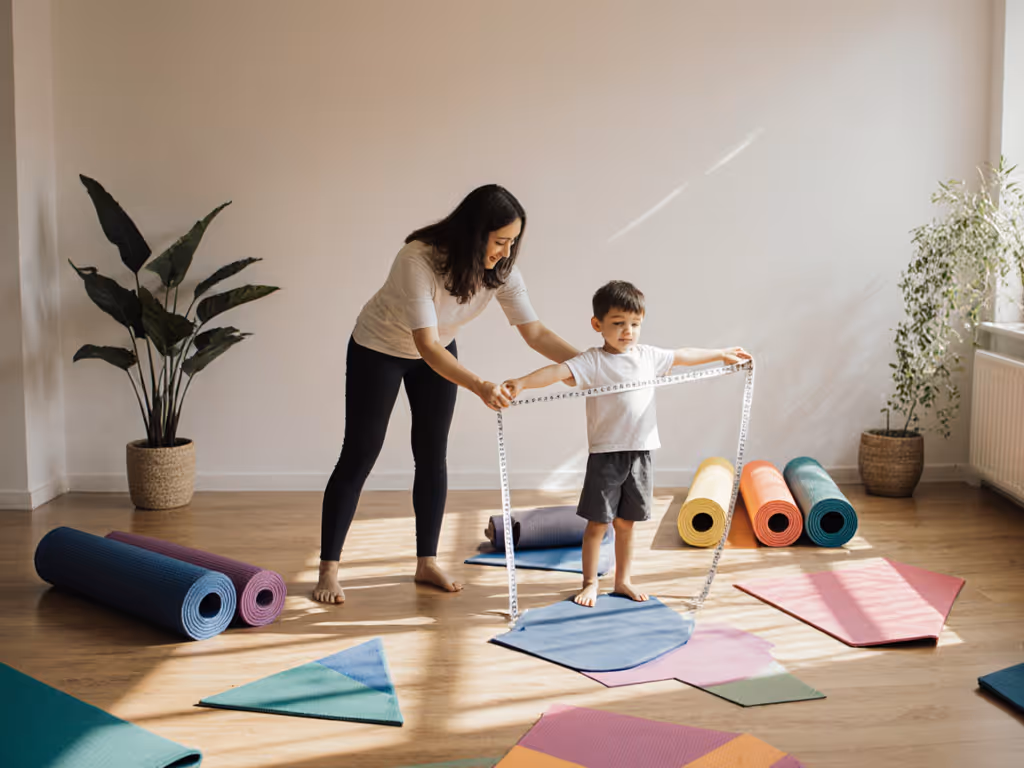 parent_measuring_childs_yoga_mat_size